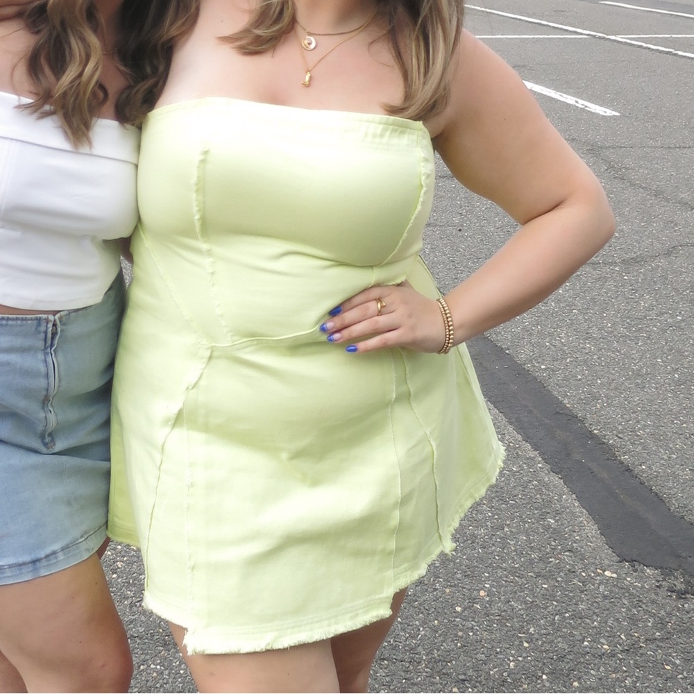 UO Jasmin Denim Spliced Stapless Mini Dress